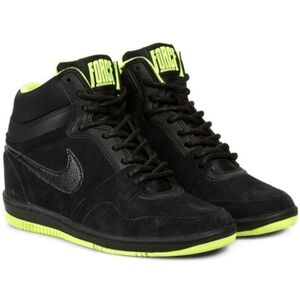 NWT Nike Air Lunar Force Sky High Wedge Black Suede Shoes